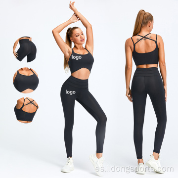 Venta caliente Traje de yoga Sport Use LOGO PERSONALIZADOS Mujeres Set de yoga conjuntos de yoga de cintura alta conjuntos